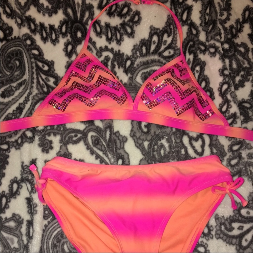 Ombre orange and pink bikini